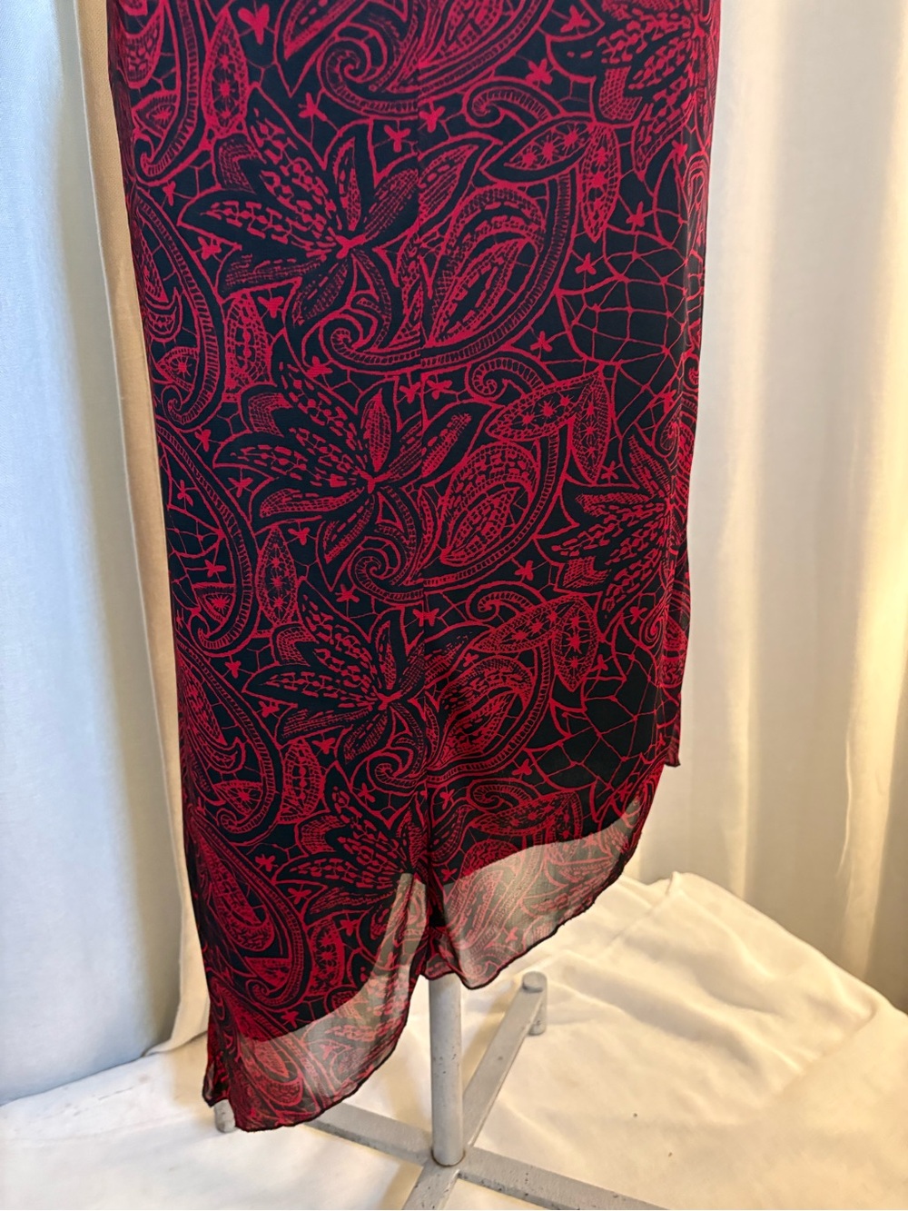 Ruby Rox Y2K Mesh Overlay Asymmetrical Hem Dress Paisley Print | Size M - Picture 10 of 15